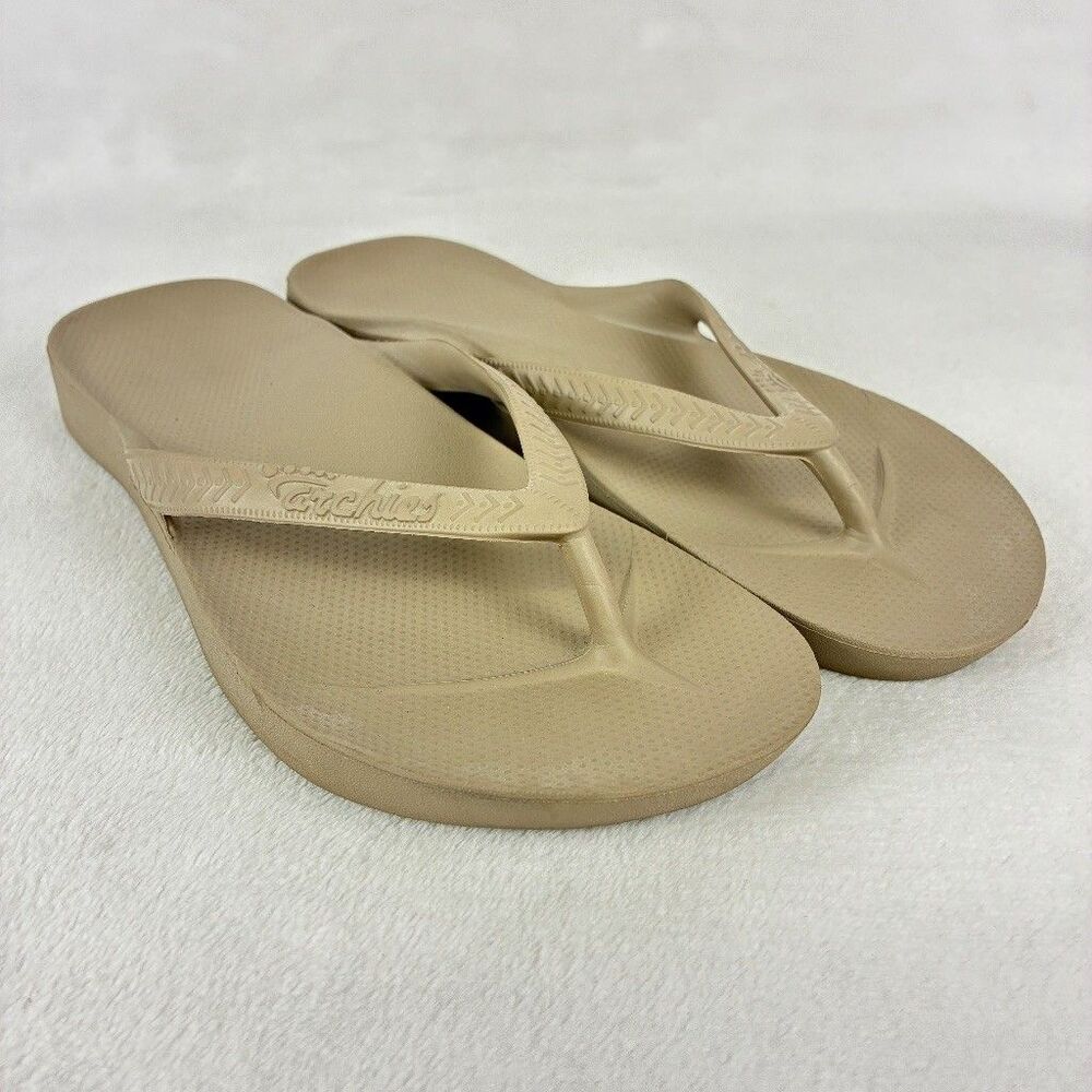 Archies Arch Support Flip Flops Women’s US 7 Taupe Thong Sandal Tan Beach Summer